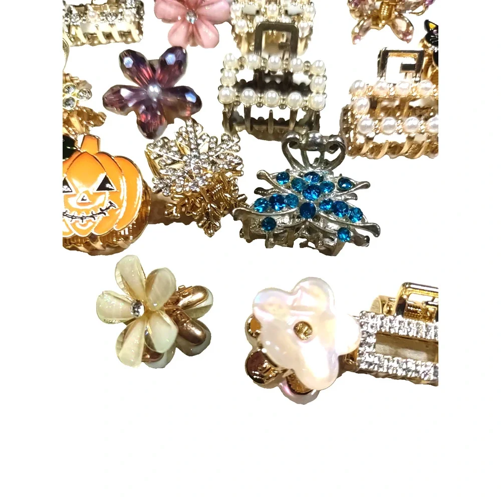 Twenty Small Hair Clip Barrettes Silver Gold Tone Varity